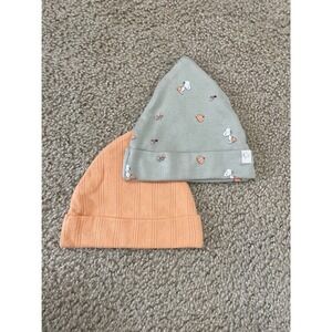Brand new Little Snoopy Baby Beanie Hat 0-6 Mon Peach & Snoopy Print Cotton Set